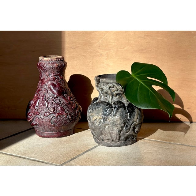 Antique Ceramic Art Relief Vases from Bernhard Bertram Pottery, Germany, 1890s, Set of 2 For Sale - Image 5 of 18