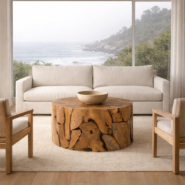 Brown Teak Fragment Round Coffee Table For Sale - Image 8 of 8