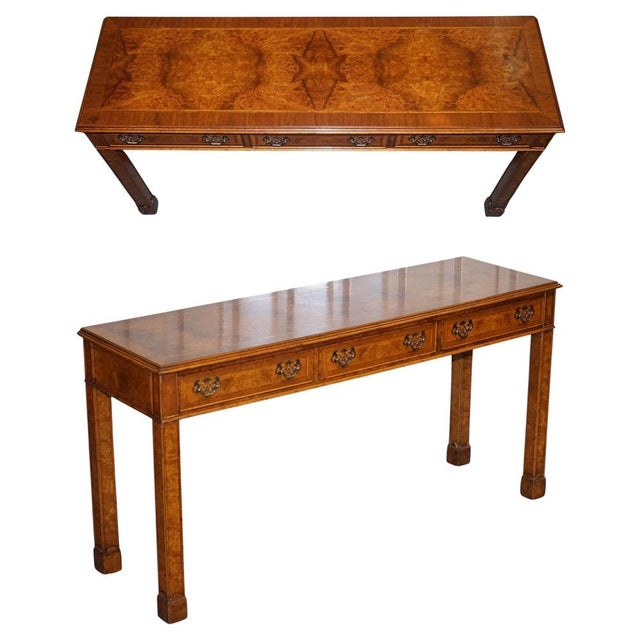 Georgian Style Burr Walnut Console Table from Brights of Nettlebed London For Sale - Image 18 of 18