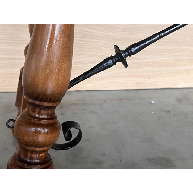 20th Century Spanish Console Fold Out Table with Iron Stretcher For Sale - Image 13 of 18