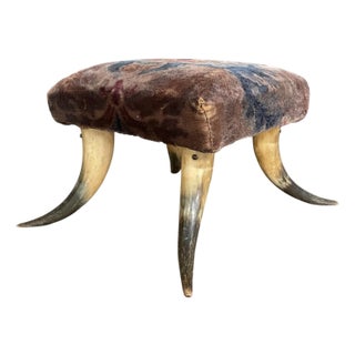 American Victorian Era Steer Horn Footstool c.1880 For Sale