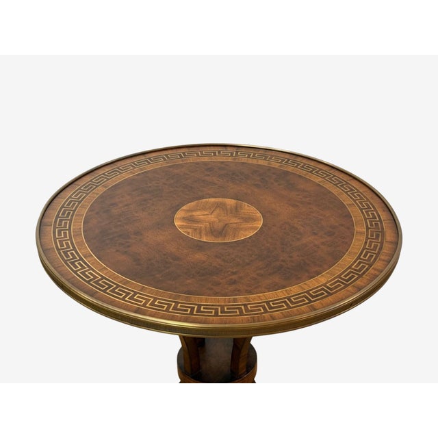 Wood Russian Neoclassical, Burlwood, Brass, Attributed to Gueridon, France, 1950s For Sale - Image 7 of 12