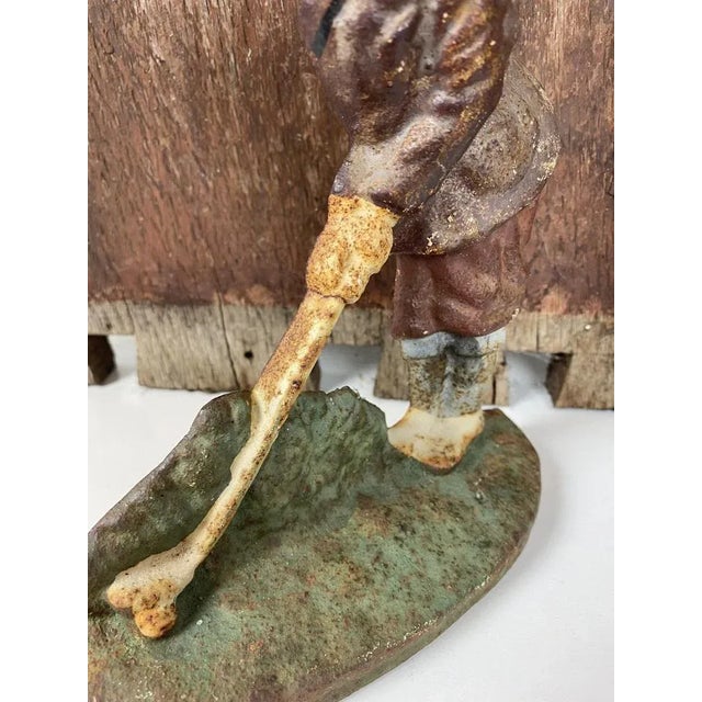 Original Painted Door Stop of Golf Player in Cast Iron, 1940s For Sale - Image 7 of 12