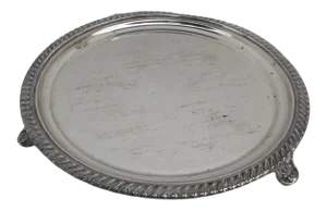 Early Sheffield Fused Plated Footed 8" Salver Gadrooned Edge