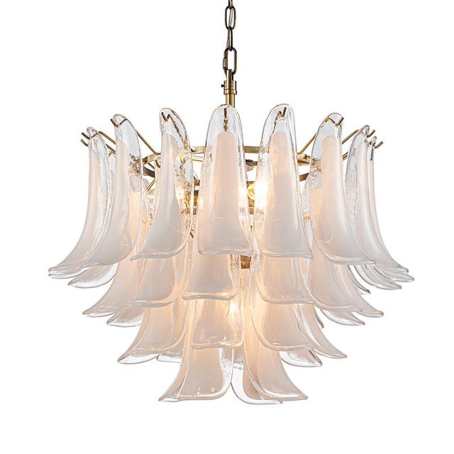 Aloadecor 24'' Wide Vintage Mid-Century Modern Chandelier 4-Light 4-Tier White Art Glass Pendant With Antique Bronze Finish For Sale - Image 9 of 9