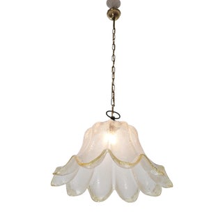 Mid-Century Modern Murano Glass and Brass Pendant Lamp, Italy, 1960s For Sale