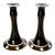 Antique Art Deco Style Noir Glass Candlestick Holders With White Polka Dots, a Pair For Sale