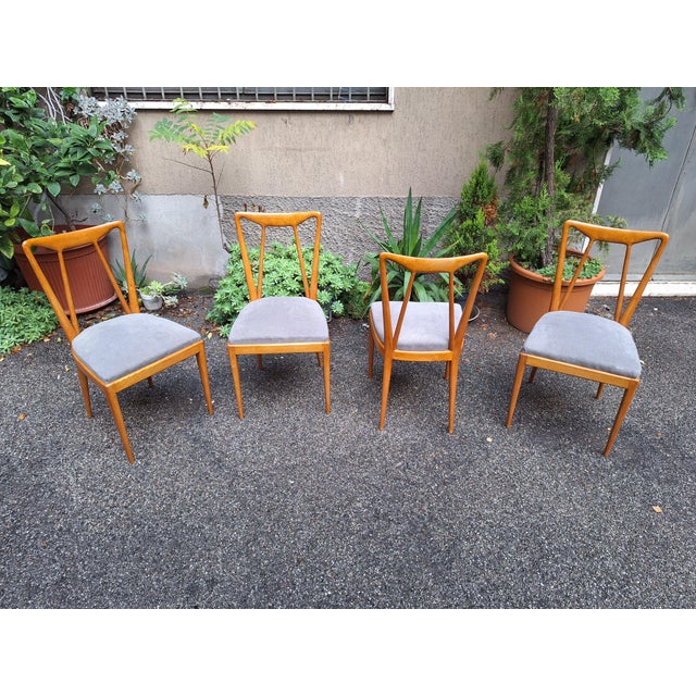 Chairs in Light Wood with Padded Seats from La Permanente Mobili Cantù, 1950s, Set of 4 For Sale - Image 13 of 16