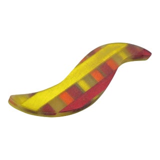 Kaso Oversized Orange and Red Geometric Lucite Pin Brooch For Sale