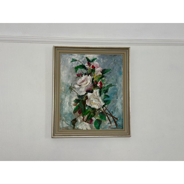 Mid-Century Modern M. Hellberg, Flower Still Life, 1960s, Oil on Canvas, Framed For Sale - Image 3 of 14
