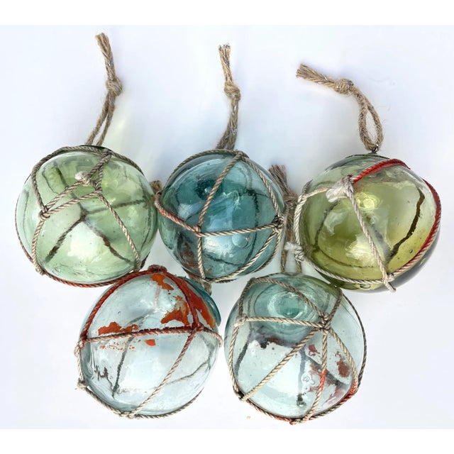 Nautical Fishing Float Glass Christmas Ornaments, Set of 5 For Sale In Madison - Image 6 of 6