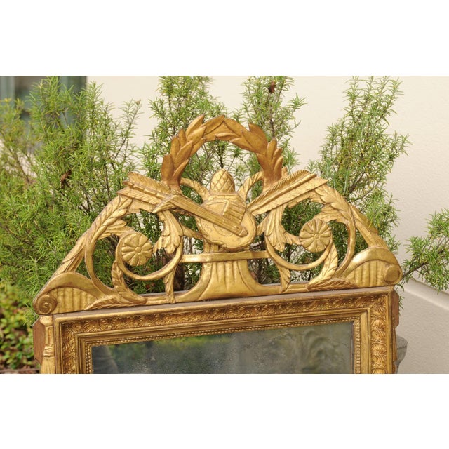 Gold French Louis XVI Late 18th Century Giltwood Mirror with Liberal Arts Motifs For Sale - Image 8 of 11