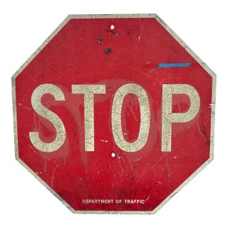 Large Mid Century Industrial Traffic Stop Sign, 24 X 24 For Sale