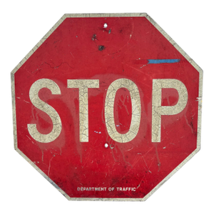 Large Mid Century Industrial Traffic Stop Sign, 24 X 24