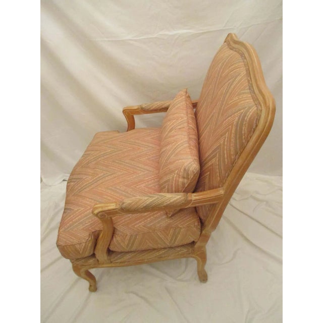French Provincial Vintage Mid Century Chevron Upholstered Chair For Sale - Image 3 of 5