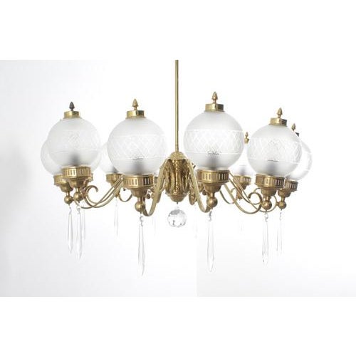 Brass and Glass 10-Arm Chandelier by A. Lelii for Arteluce, Italy, 1950s For Sale - Image 6 of 18