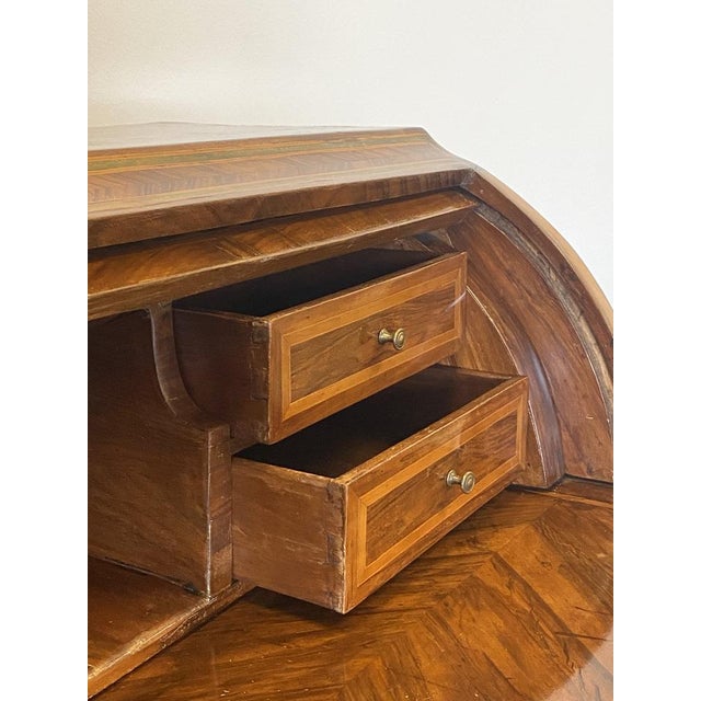 Louis XVI Italian Walnut Roller Writing Desk For Sale - Image 12 of 18
