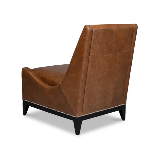 Contemporary Leather Accent Chair For Sale - Image 4 of 12