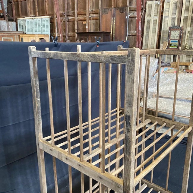 Wood French Industrial Wood Bakers Rack on Casters For Sale - Image 7 of 11
