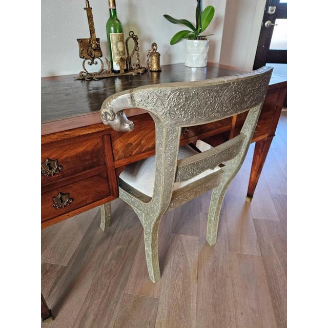 English Vintage Anglo-Indian Silvered Metal-Clad Chair For Sale - Image 3 of 13