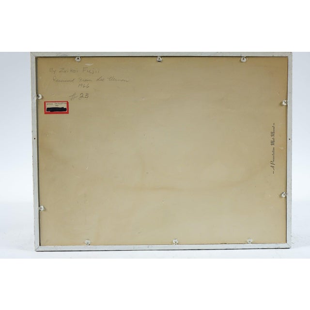 A serene and poetic winter landscape unfolds in this original 1966 painting on silk. Executed in a refined East Asian ink-...