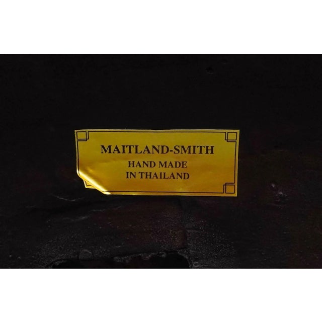 Bronze Maitland-Smith Vintage Ornate Heavy Cast Bronze Desk Double Inkwell With Child For Sale - Image 8 of 8