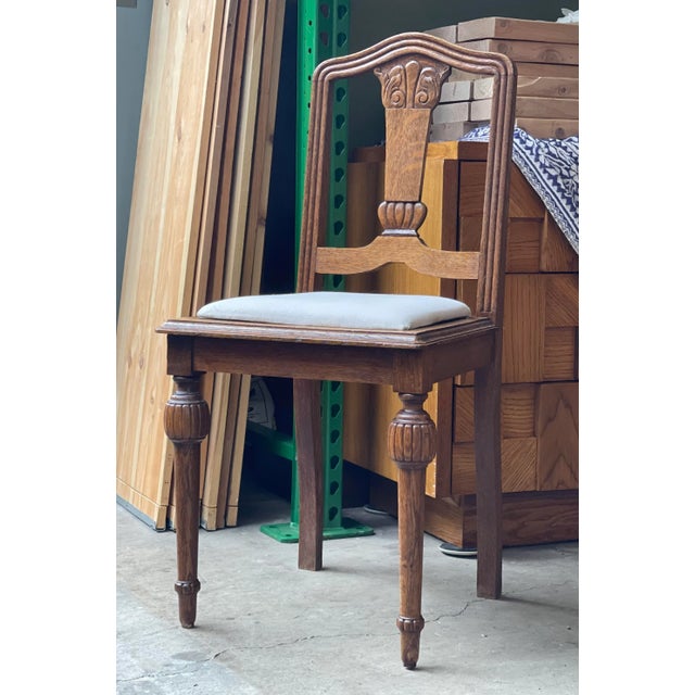 Vintage Early American Side Accent Chair With Hand Carved Details For Sale - Image 4 of 6