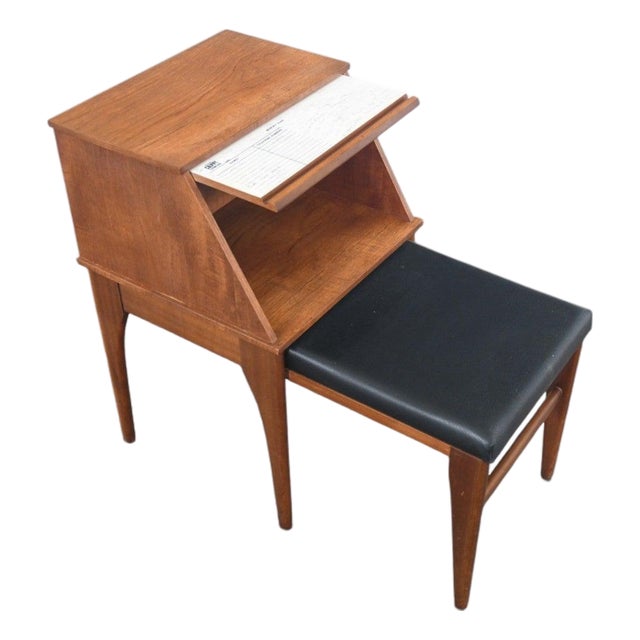 Mid 20th Century Small Chippy Telephone Bench With Pullout Seat For Sale