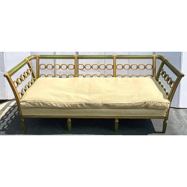 1920s Regency Style Carved and Hand Painted Daybed Settee Sofa For Sale - Image 4 of 12