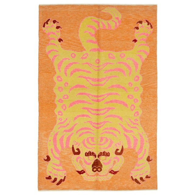 Textile Vintage Handmade Tiger Rug For Sale - Image 7 of 7