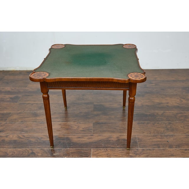 French Walnut Game Table with Marquetry and Reversible Felt Top, Circa 1880 For Sale - Image 4 of 12