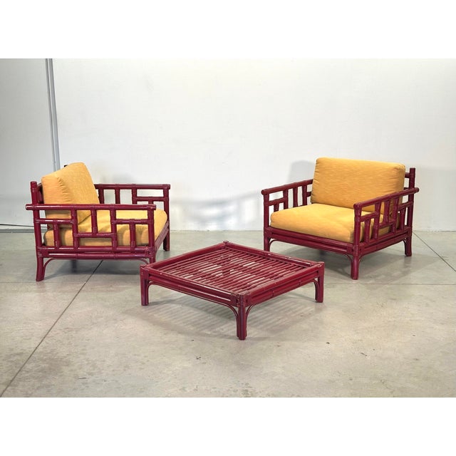 Mid-Century Modern Bamboo Living Room Set from Vivai Del Sud, 1970s, Set of 3 For Sale - Image 3 of 10