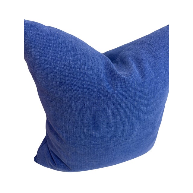Custom-made pillow in a brushed cotton fabric from JB Martin Fabrics in blue colorway. Pillow's backs are the same fabric....