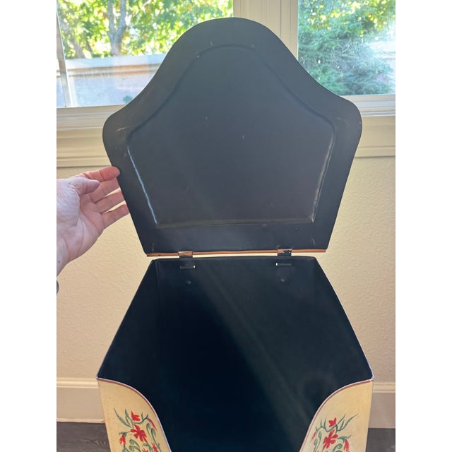 Antique Toleware Cole Bin With Brass Hardware For Sale In San Francisco - Image 6 of 12