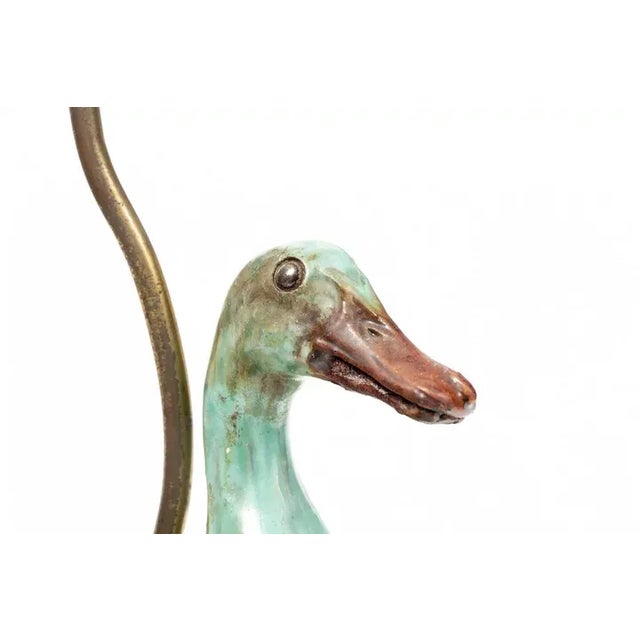 Green Antique Early 20th Century Qing Chinese Green Glazed Porcelain Duck Figure Table Lamp For Sale - Image 8 of 13