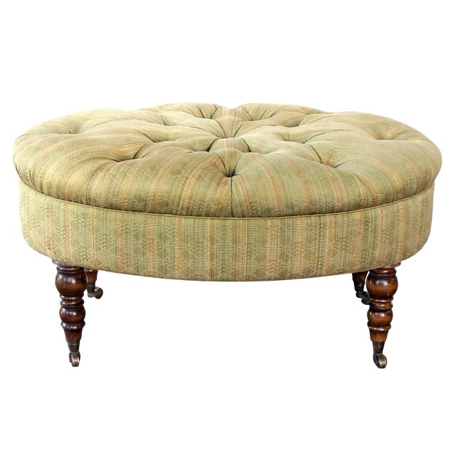 A Handsome English Late 19th Century Oval Ottoman Stool With
