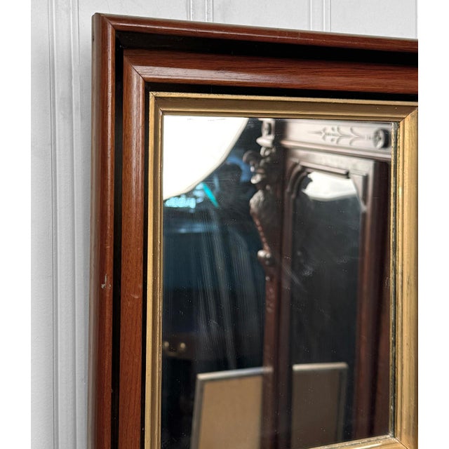Antique Traditional Mahogany & Giltwood Wall Mirror - 12x14 For Sale - Image 6 of 11