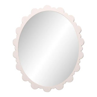 Fleur Home Garden District Valmont Oval Mirror in Frosted Petal, 32x37 For Sale