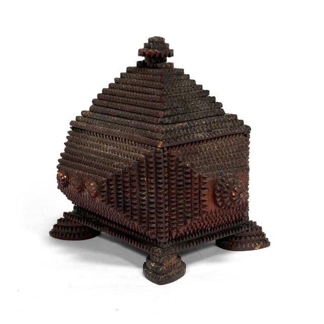 Antique Tramp Art Bank Box For Sale - Image 4 of 11
