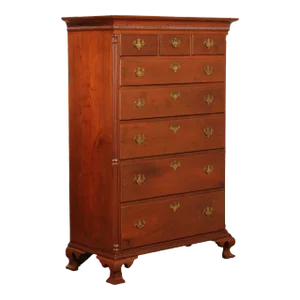 Antique American Chippendale Period Walnut Tall Chest of Drawers