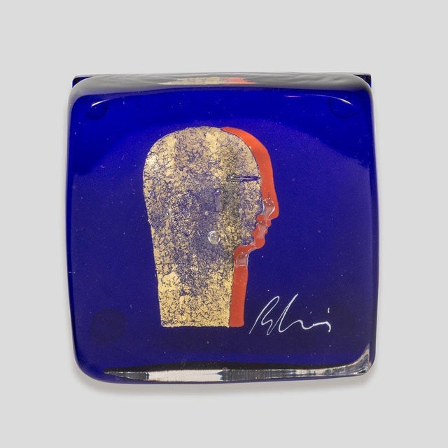 Glass Murano Cobalt Blue Glass Block Sculpture by Silvio Vigliaturo, 2000s For Sale - Image 7 of 11