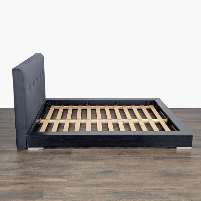 Modern BoConcept Modern Black Queen Size Bed Frame With Upholstered Headboard For Sale - Image 3 of 7