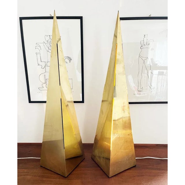 Metal Brass Lamps, 1970s, Set of 2 For Sale - Image 7 of 10