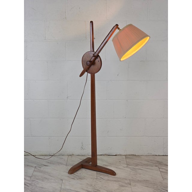 Wood Solid Wood Cushman Tripod Adjustable Floor Lamp For Sale - Image 7 of 8