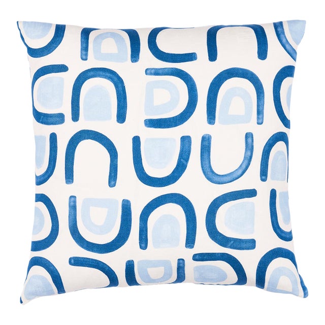Schumacher X Hadiya Williams Threshold 20" Pillow in Lapis For Sale