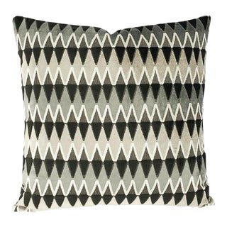 Black Gray & White Geometric Velvet Pillow Cover For Sale
