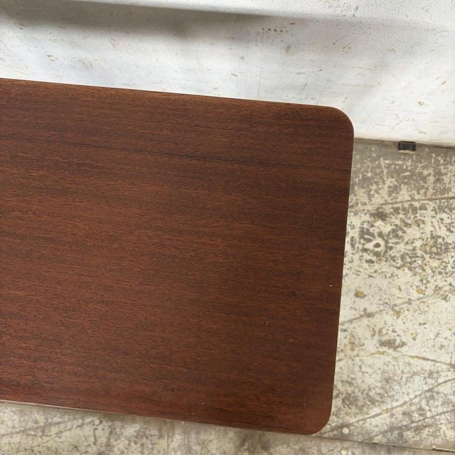 Mid-Century Teak-Effect Coffee Table with Black Sputnik Metal Legs, 1960s For Sale - Image 9 of 10