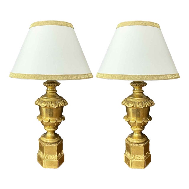 Table Lamps in Lime Wood, Set of 2 For Sale