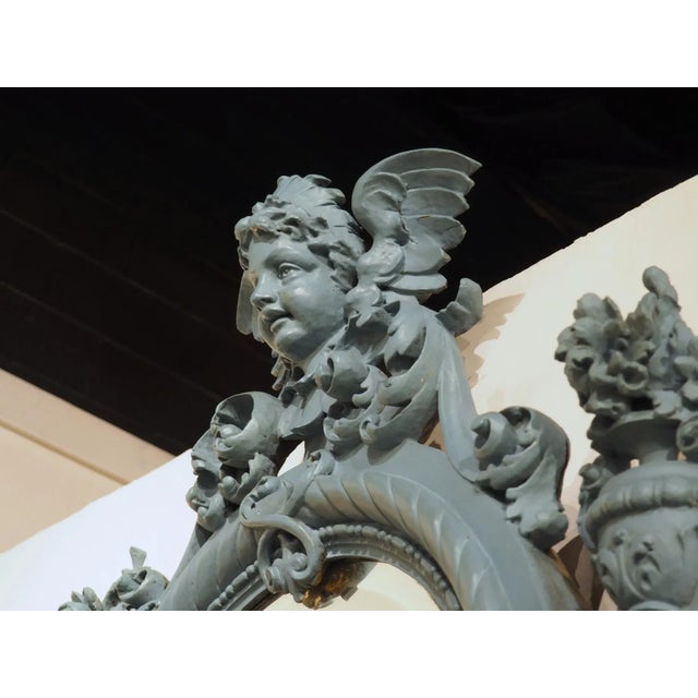 Large French Blue Painted Napoleon III Beveled Wall Mirror, Circa 1850 For Sale In Dallas - Image 6 of 12