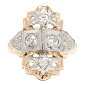 Vintage .35ctw Diamond Ring, 14k Yellow & White Gold, Ring Size 3